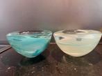 2 Vintage Kosta Boda Waxinelichthouder Mintgroen Turquoise, Ophalen of Verzenden, Zo goed als nieuw, Overige materialen, Minder dan 25 cm