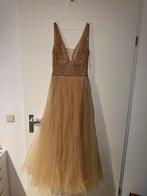 Beige Feestjurk met Glitters en Parels - Maat M, Kleding | Dames, Maat 38/40 (M), Beige, Ophalen of Verzenden, Zo goed als nieuw