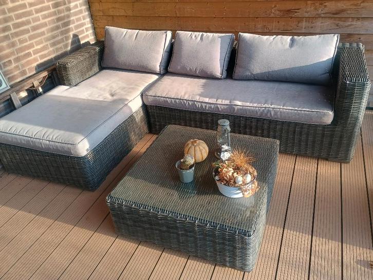 lounge set met lig gedeelte, Huis en Inrichting, Banken | Sofa's en Chaises Longues, Zo goed als nieuw, Vierpersoons of meer, 300 cm of meer