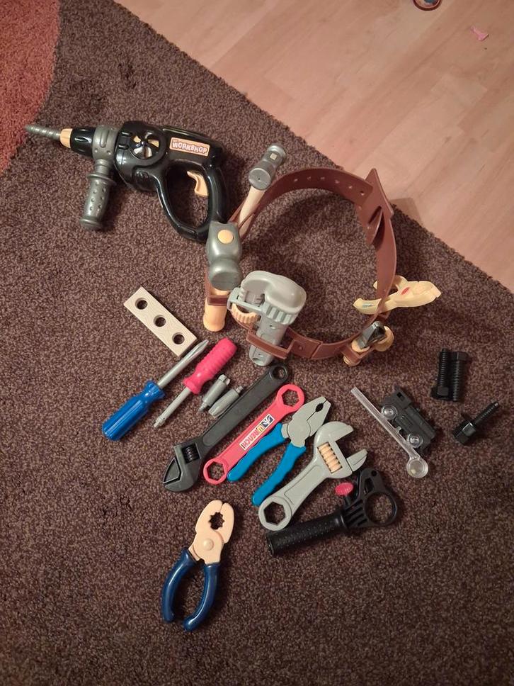 Gereedschapsset met Gereedschapsriem 🌼 en Boormachine, Kinderen en Baby's, Speelgoed | Educatief en Creatief, Zo goed als nieuw