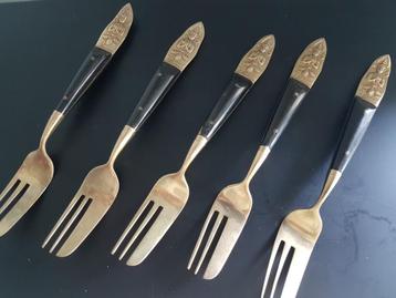 SAMRAN THAILAND Gebaksvorkjes - Brons/Hout izgst! beschikbaar voor biedingen