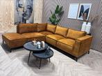 ZGAN Velvet Velours Hoekbank Robin - Okergeel/Goud - 260x245, Ophalen, 250 tot 300 cm, -, Hoekbank