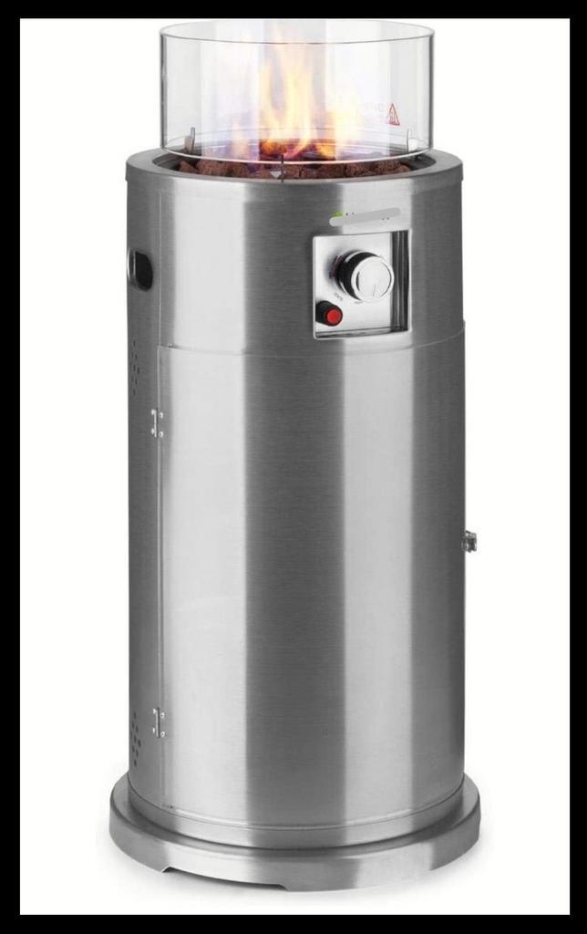 Vuurtafel-vuurzuil met glazen ombouw en beschermingshoes, Tuin en Terras, Vuurtafels, Nieuw, Ophalen