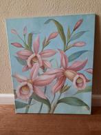 Bloemen schilderij 60 x 50 cm, Antiek en Kunst, Kunst | Schilderijen | Klassiek, Ophalen of Verzenden