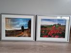 2x schilderij poster italie toscane 30x40 met lijst 43x53, Ophalen of Verzenden, Zo goed als nieuw, Hout, Minder dan 50 cm