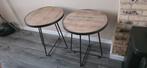 2x identieke bijzet tafels, Ophalen, Minder dan 55 cm, Gebruikt, Rond