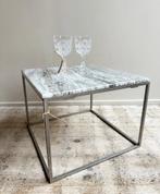 Vierkante salontafel met natuurstenen blad (2 beschikbaar), Huis en Inrichting, Tafels | Eettafels, Ophalen, 50 tot 100 cm, -