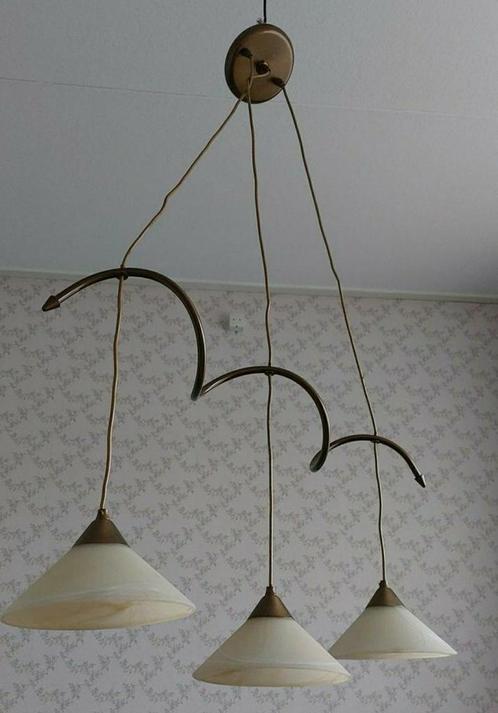 ZGAN!Prachtige,smaakvolle hanglamp met 3 schalen.Verstelbaar, Huis en Inrichting, Lampen | Hanglampen, Zo goed als nieuw, 75 cm of meer