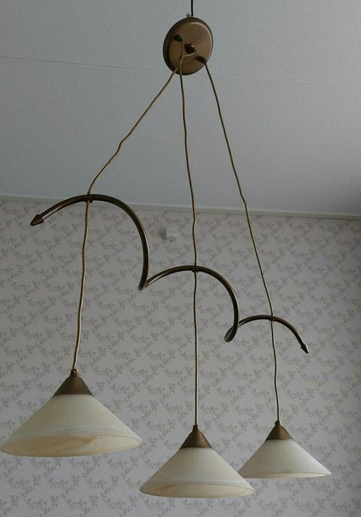 ZGAN!Prachtige,smaakvolle hanglamp met 3 schalen.Verstelbaar, Huis en Inrichting, Lampen | Hanglampen, Zo goed als nieuw, 75 cm of meer