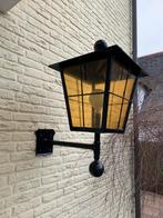 Grote smeedijzeren buitenlantaarn met geel glas 100cm hoog, Tuin en Terras, Buitenverlichting, Ophalen, Gebruikt, Minder dan 50 watt