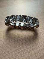 Zilverkleurige armband met kristallen, Ophalen, Zo goed als nieuw, Zilver, Met kristal