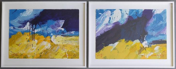 Jan Cremer - Provence 1 & II - 2 stuks ingelijst  gesigneerd, Antiek en Kunst, Kunst | Litho's en Zeefdrukken, Ophalen
