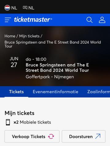 2 kaarten Bruce Springsteen 27 juni 2024