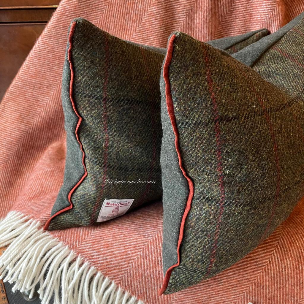 Handgemaakte SET kussens Harris Tweed Scalpay, Westdijk 41 3241 GT Middelharnis, Overige kleuren, Info@lijstjevanbrocante.nl, Ophalen of Verzenden