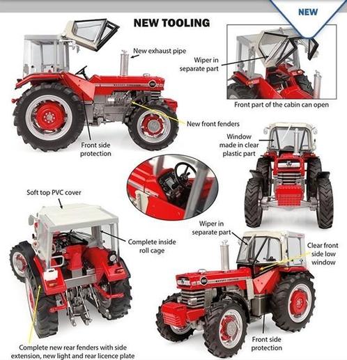 Massey Ferguson 1080 4WD met Peko Cabine, Hobby en Vrije tijd, Modelauto's | 1:32, Nieuw, Tractor of Landbouw, Universal Hobbies