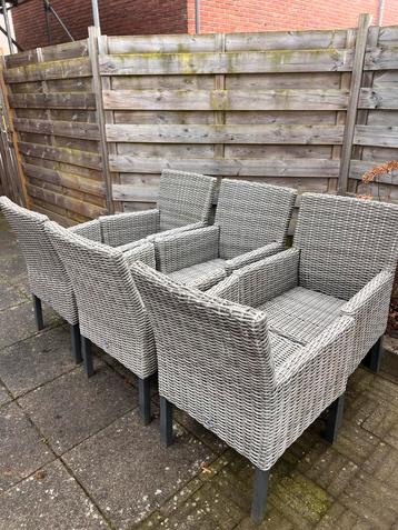 6 Tuinstoelen - Wicker - Zitkussens beschikbaar voor biedingen