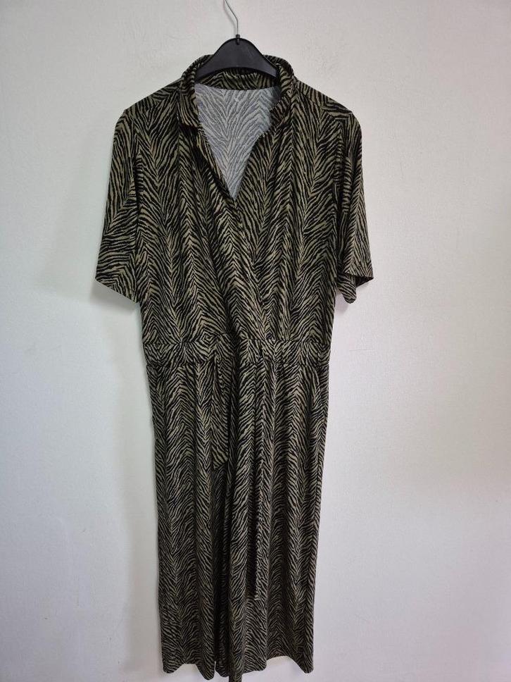 Jump17 - Groen-zwarte jumpsuit met wijde pijpen maat XL (1), Kleding | Dames, Jumpsuits, Zo goed als nieuw, Maat 46/48 (XL) of groter