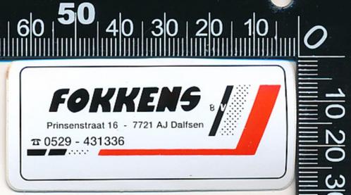 Sticker: Fokkens - Dalfsen, Verzamelen, Stickers, Zo goed als nieuw, Bedrijf of Vereniging, Verzenden
