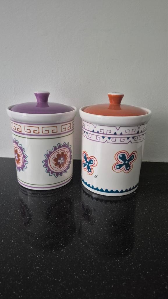 2 Voorraadpotten met Deksel - Kleurrijk Design, Huis en Inrichting, Keuken | Keukenbenodigdheden, Zo goed als nieuw, Ophalen of Verzenden