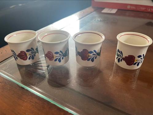Vier boerenbont eierdopjes, Huis en Inrichting, Keuken | Servies, Nieuw, Overige typen, Boerenbont, Aardewerk, Ophalen
