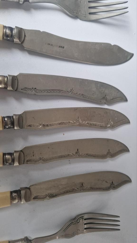 Antieke Messenset met Vorken, Antiek en Kunst, Antiek | Bestek, Ophalen of Verzenden