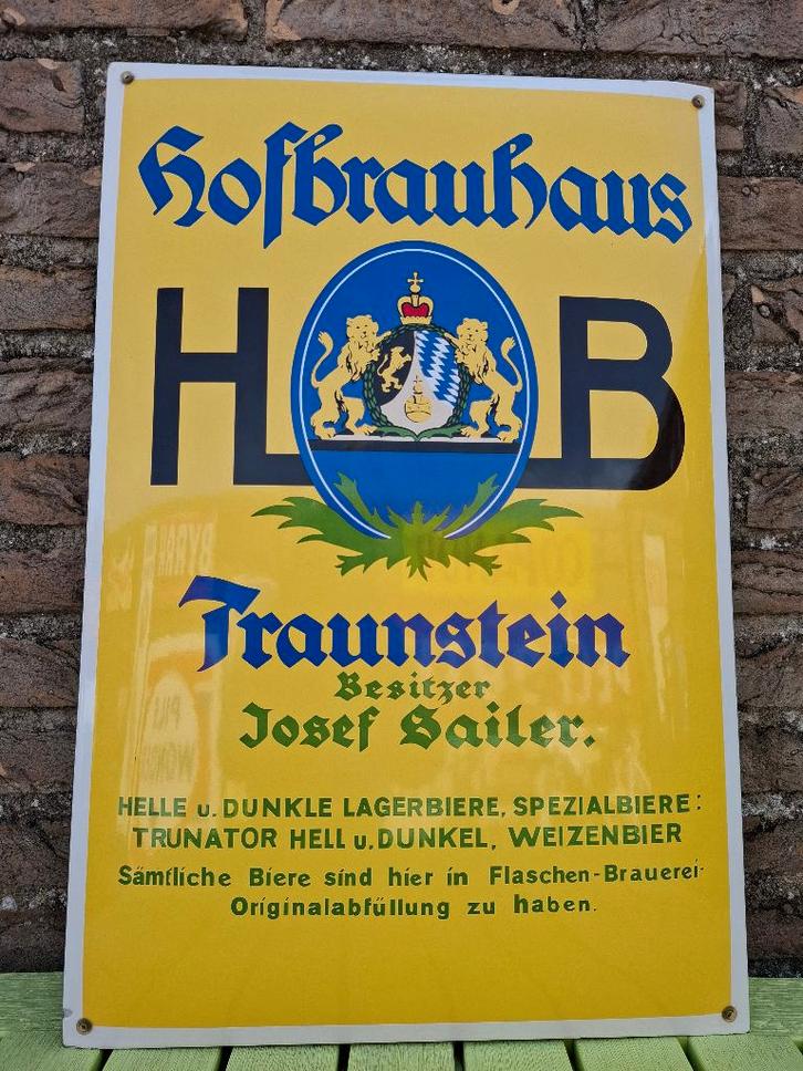 Emaillebord Hofbräuhaus München bier, Verzamelen, Biermerken, Nieuw, Reclamebord, Plaat of Schild, Overige merken, Ophalen of Verzenden