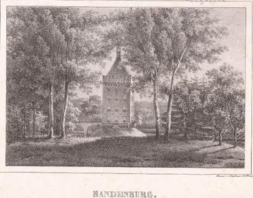 Kasteel Sandenburg bij Leerbroek Litho Houtman 1828 beschikbaar voor biedingen