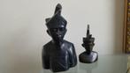 2 hardhouten bustes van mannen uit Bali., Ophalen of Verzenden