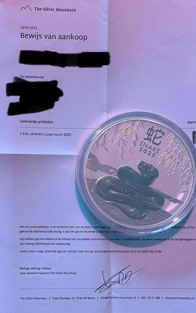 1 Kilo Zilveren Lunar III Dragon 2025 Munt, Postzegels en Munten, Munten | Oceanië, Zilver, Ophalen of Verzenden