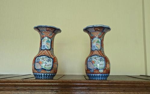 Petrus Regout vazen antieke vazen met bloemenmotief en vogel, Antiek en Kunst, Antiek | Vazen, Ophalen