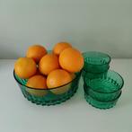 Arcoroc France Groen Persglazen Schaal Met 4 Schaaltjes, Schaal, Rond, Ophalen of Verzenden, Glas