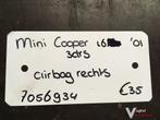Mini Cooper Cabrio 1.6 2005  Airbag Rechts  7056934, Auto-onderdelen, Dashboard en Schakelaars, Ophalen of Verzenden, Gebruikt