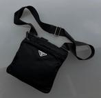 Prada Black Tessuto Nylon Flat Crossbody Bag, Ophalen of Verzenden, Zo goed als nieuw, Zwart