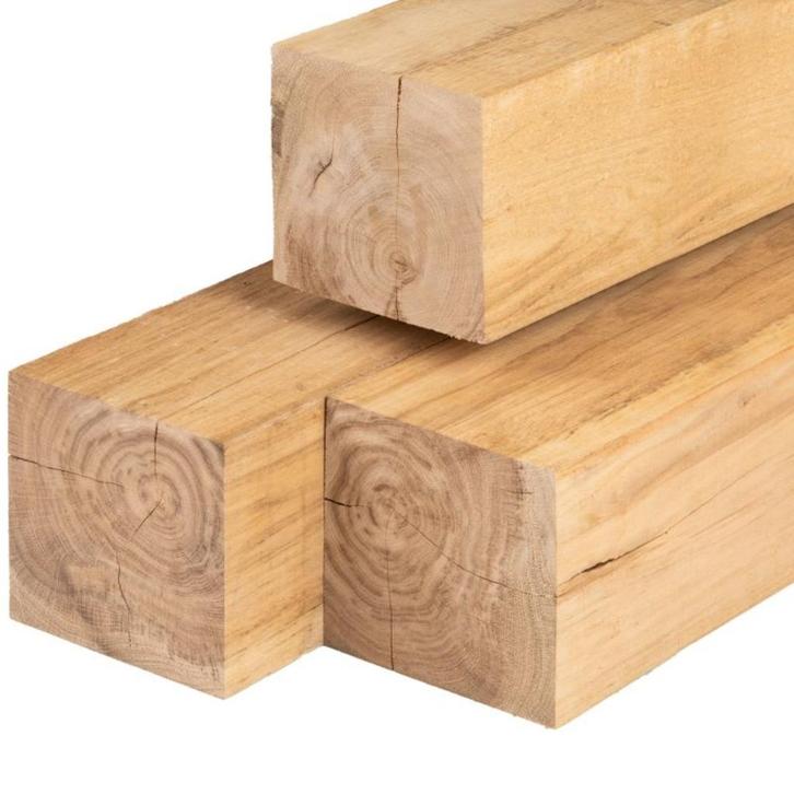 Eiken paal 15,0 x 15,0 x 250 cm ongedroogd, fijn bezaagd, Tuin en Terras, Palen, Balken en Planken, Nieuw, Palen, 250 cm of meer