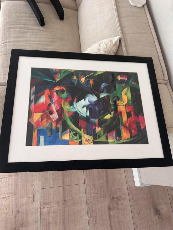 Abstract Schilderij met Zwarte Lijst, Antiek en Kunst, Kunst | Tekeningen en Foto's, Ophalen of Verzenden
