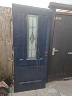 Hardhouten buitendeur. 82x199.5cm. Dubbelglas in lood., Doe-het-zelf en Verbouw, Deuren en Horren, Ophalen, Gebruikt, 80 tot 100 cm