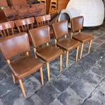 Set van 4 retro vintage stoelen,eetkamerstoelen, Huis en Inrichting, Stoelen, Ophalen, Zo goed als nieuw, Bruin, Vier