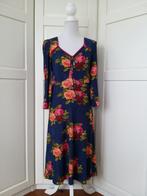 Tante Betsy zgan blauwe floral rozen print jurk, maat L, Tante Betsy, Blauw, Maat 42/44 (L), Ophalen of Verzenden
