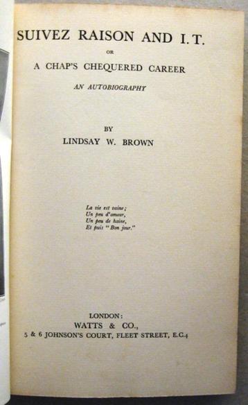 Suivez Raison and I.T. 1933 Lindsay Brown Pacific Mexico beschikbaar voor biedingen