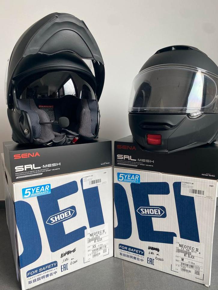2x Shoei Neotec 2 + Sena SRL-Mesh Harman Kardon, Motoren, Kleding | Motorhelmen, Dames, Heren, Systeemhelm, M, Shoei, Tweedehands