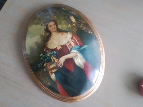 Vintage ovaal bol schilderij, Antiek en Kunst, Antiek | Woonaccessoires, Ophalen of Verzenden