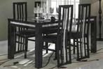Eettafel Chrome Hoogglans MDF zwart wit-Blok poten-sale, Nieuw, Vijf personen of meer, Rechthoekig, 50 tot 100 cm