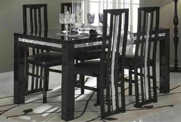 Eettafel Chrome Hoogglans MDF zwart wit-Blok poten-sale beschikbaar voor biedingen