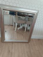 Facet geslepen spiegel met zilverkleurige houten rand, Ophalen, Zo goed als nieuw, Minder dan 100 cm, Rechthoekig