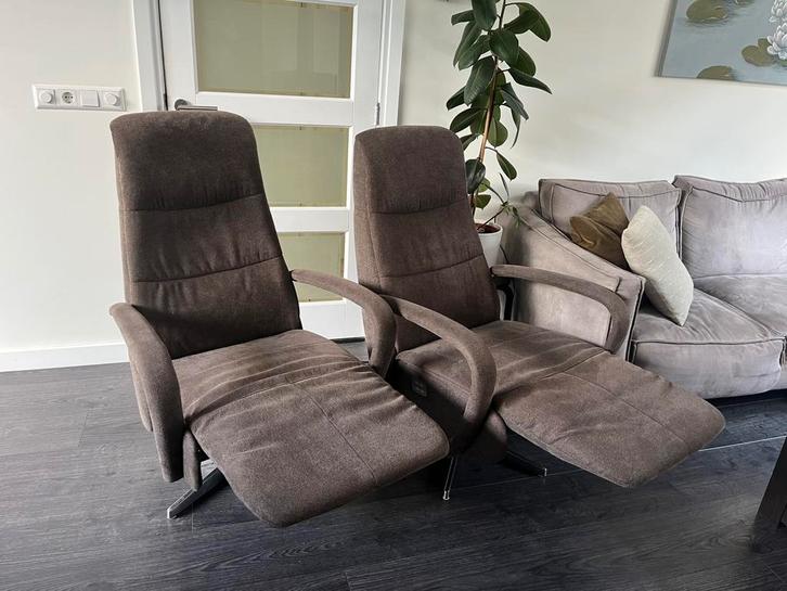 Nette set van 2 Prominent Relaxfauteuils Elektrisch Stof, Huis en Inrichting, Fauteuils, Zo goed als nieuw, Stof, Minder dan 50 cm