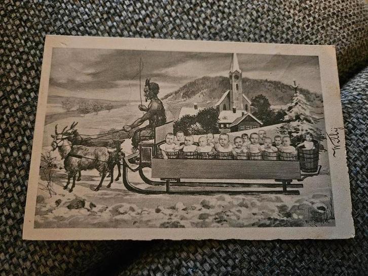 Krampus geitenkar met kinderen 1902, Verzamelen, Ansichtkaarten | Themakaarten, Gelopen, Voor 1920, Ophalen of Verzenden