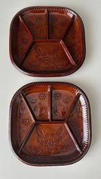 Vintage bruine fondue borden - 2 stuks, Huis en Inrichting, Keuken | Servies, Ophalen of Verzenden, Nieuw