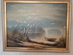 Polder gezicht roeibootje schilderijtje /Arens, Antiek en Kunst, Kunst | Schilderijen | Klassiek, Ophalen