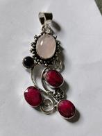 Mooie 925 hanger met roze quartz en robijn, Sieraden, Tassen en Uiterlijk, Kettinghangers, Overige voorstellingen, Verzenden, Nieuw