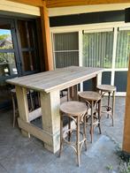 Mooie tafel met zes barkrukken, Tuin en Terras, Tuinsets en Loungesets, Ophalen, Gebruikt